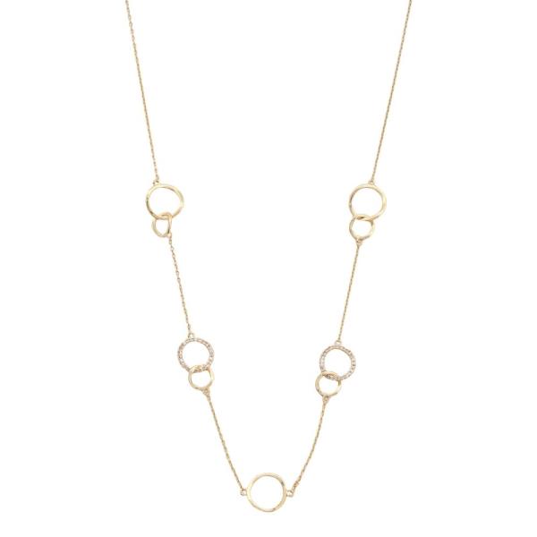 SODAJO GOLD DIPPED RHINESTONE METAL ROUND NECKLACE