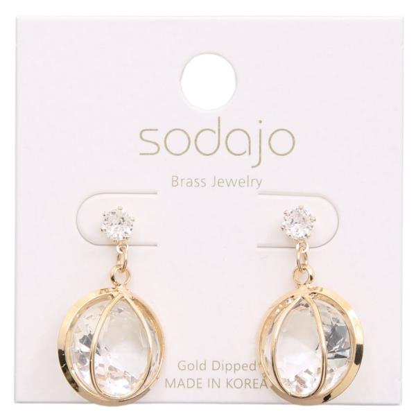 SODAJO GOLD DIPPED CZ DANGLE EARRING
