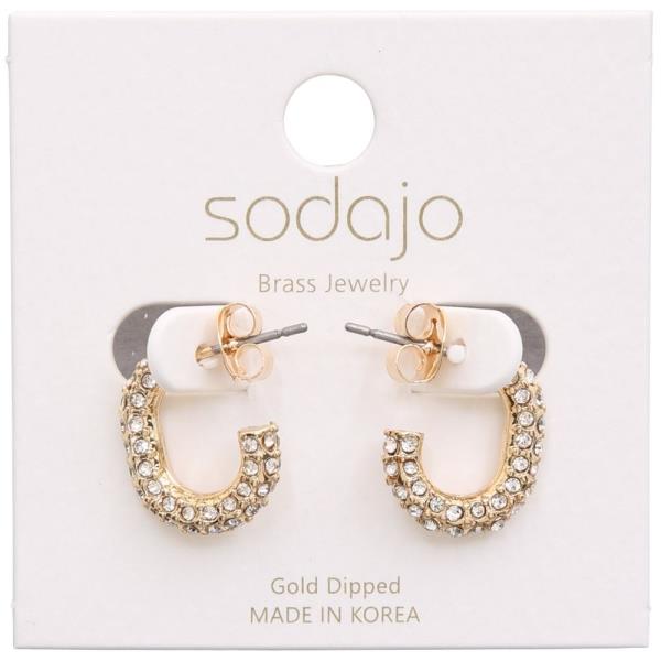 SODAJO GOLD DIPPED CZ C HOOP EARRING