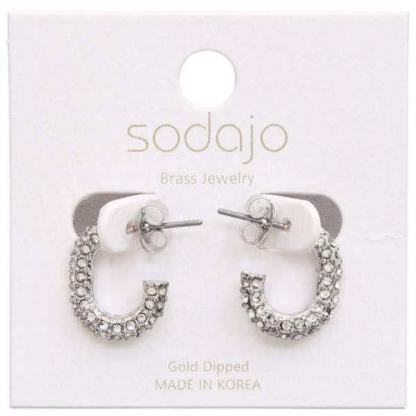 SODAJO GOLD DIPPED CZ C HOOP EARRING