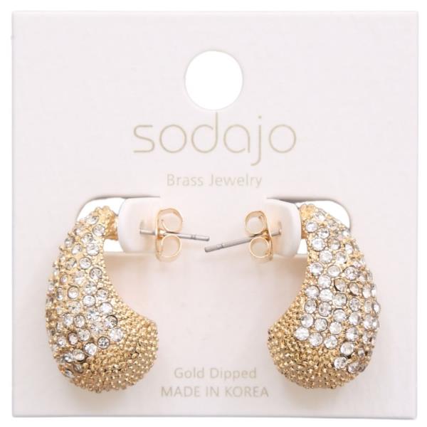 SODAJO GOLD DIPPED CZ TEARDROP EARRING