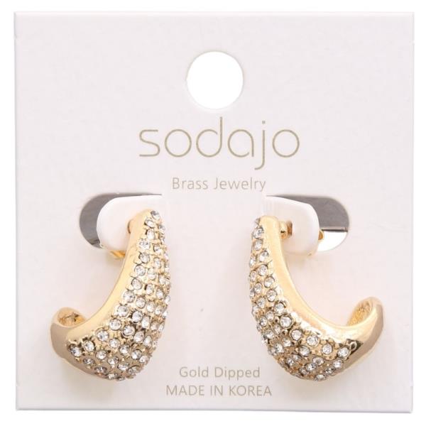 SODAJO GOLD DIPPED CZ TEARDROP C HOOP EARRING