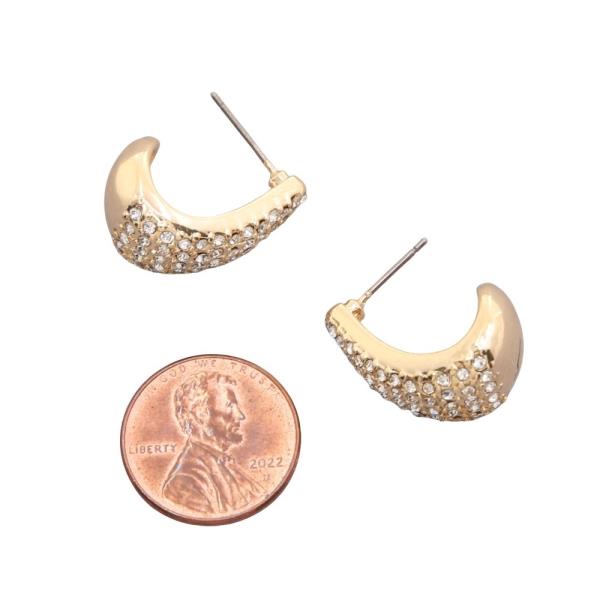SODAJO GOLD DIPPED CZ TEARDROP C HOOP EARRING