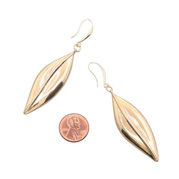 SODAJO GOLD DIPPED CZ LEAF HOOK DANGLE EARRING