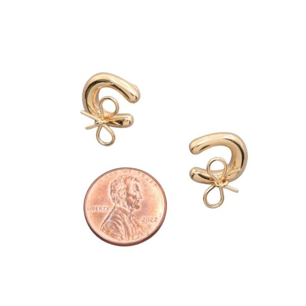 SODAJO GOLD DIPPED CZ C FLOWER POST EARRING