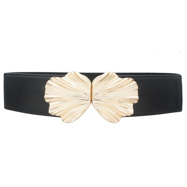 PLUS SIZE ORGANIC RIBBED FAN BUCKLE ELASTIC BELT
