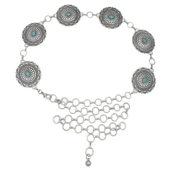 PLUS DIAMOND CAB ACCENT CIRCLE WESTERN CONCHO BELT