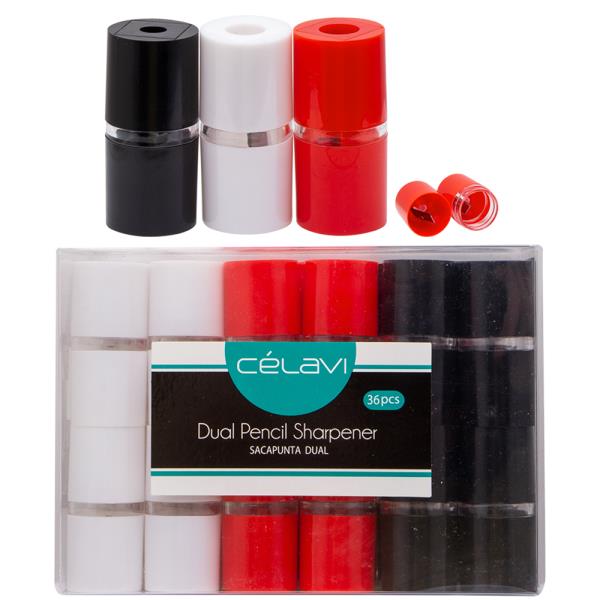 CELAVI DUAL PENCIL SHARPENER SET (36 UNITS)