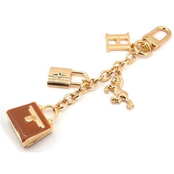 GOLD METAL BAG LOCK HORSE CHARM BAG CHARM KEYCHAIN