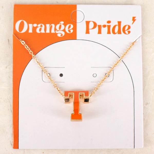 GAME DAY ENAMEL T PENDANT NECKLACE