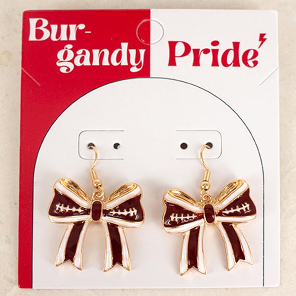 GAME DAY FOOTBALL RIBBON BOW STUD EARRINGS
