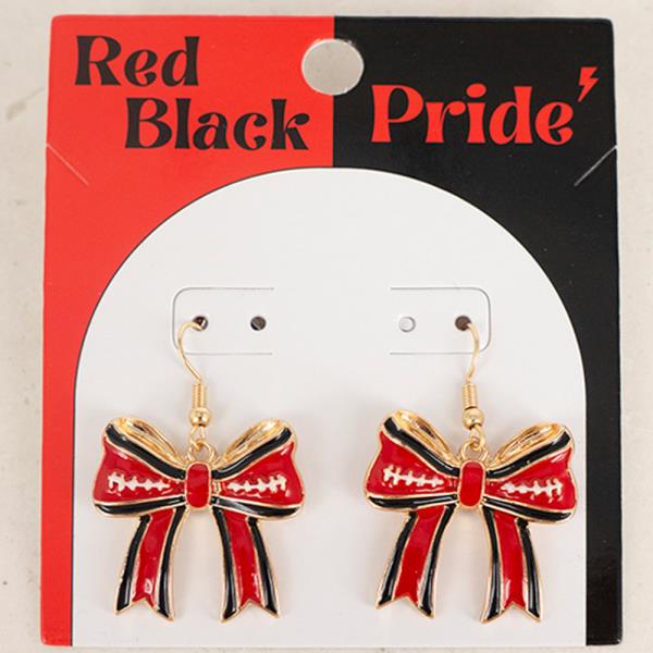 GAME DAY FOOTBALL RIBBON BOW STUD EARRINGS