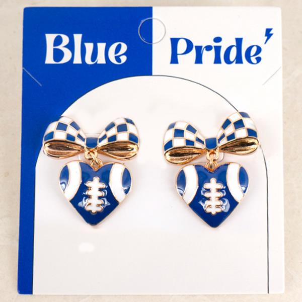 GAME DAY FOOTBALL HEART BOW STUD EARRINGS