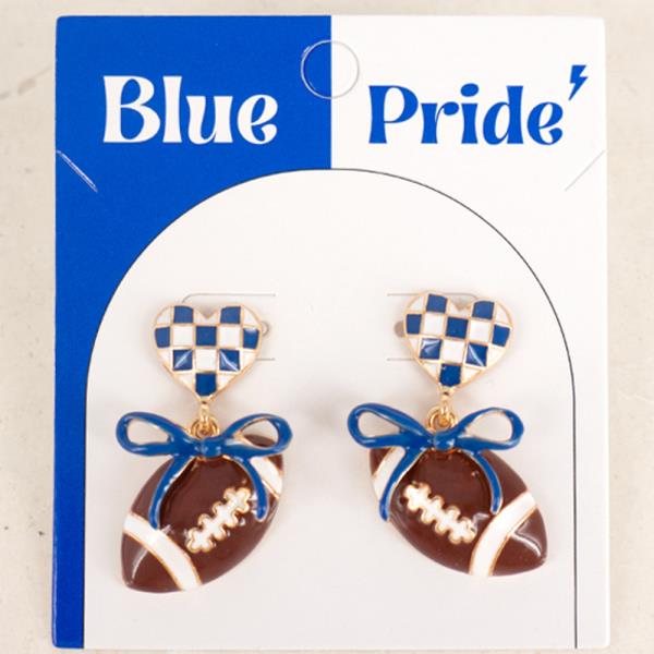 GAME DAY FOOTBALL HEART BOW STUD EARRINGS