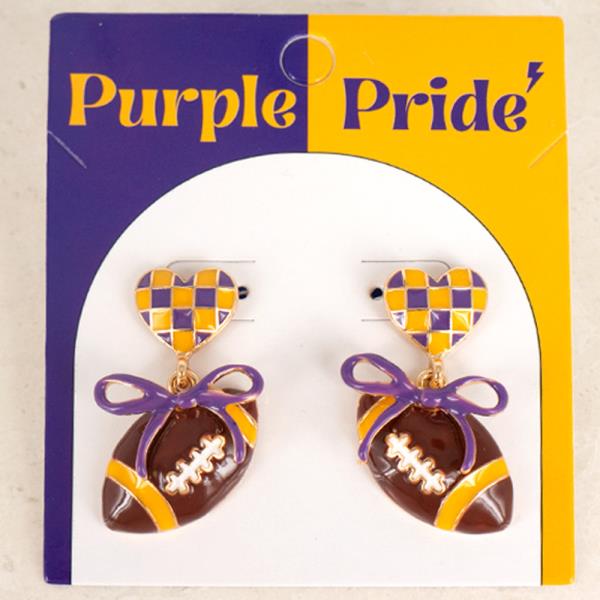 GAME DAY FOOTBALL HEART BOW STUD EARRINGS