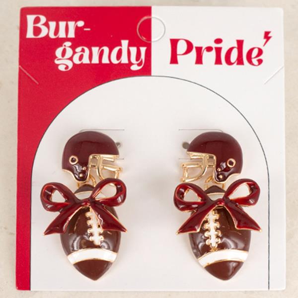 GAME DAY FOOTBALL HELMET BOW STUD EARRINGS