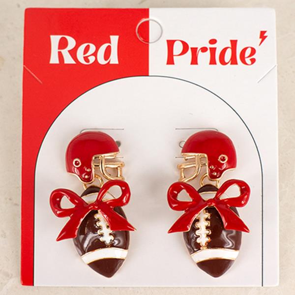 GAME DAY FOOTBALL HELMET BOW STUD EARRINGS