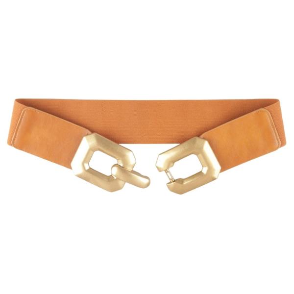DOUBLE RECTANGLE BUCKLE ELASTIC BELT