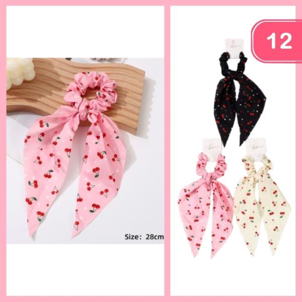 CHEERY LONG TAIL HAIR SCRUNCHIE (12 UNITS)