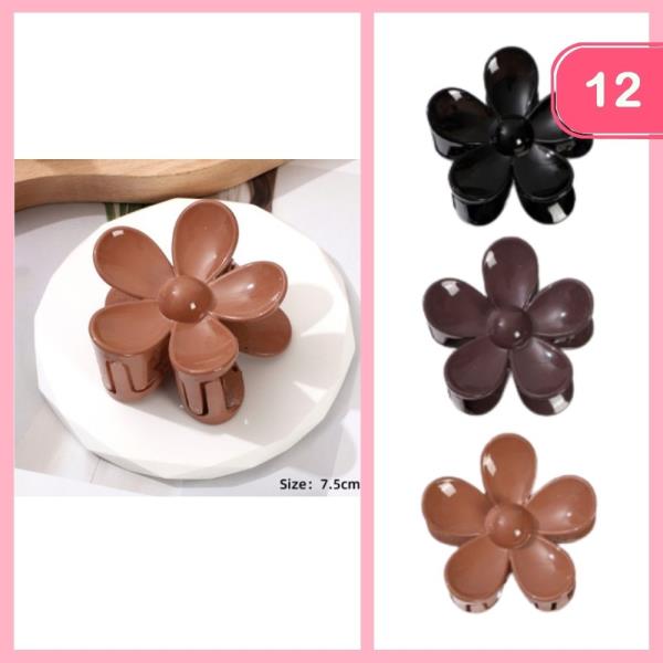 HAWAIIAN FLOWER HAIR CLAW CLIP (12 UNITS)