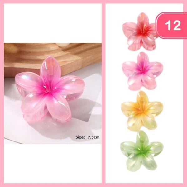 HAWAIIAN FLOWER HAIR CLAW CLIP (12 UNITS)