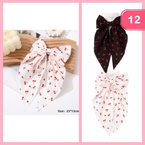 LONG TAIL CHERRY HAIR BOW PIN (12 UNITS)