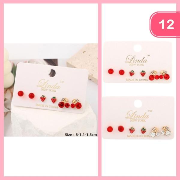 CHERRY STRAWBERRIES POST EARRING (12 UNITS)