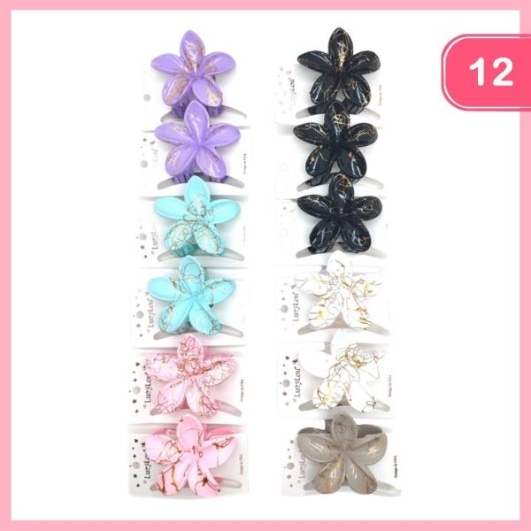 HAWAIIAN FLOWER HAIR CLAW CLIP (12 UNITS)