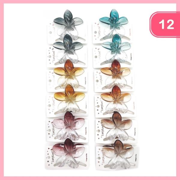 HAWAIIAN FLOWER HAIR CLAW CLIP (12 UNITS)