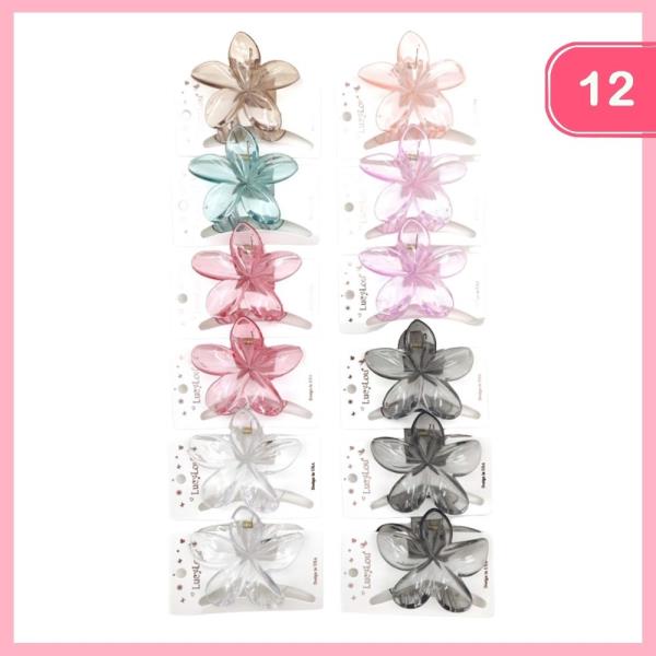 HAWAIIAN FLOWER HAIR CLAW CLIP (12 UNITS)