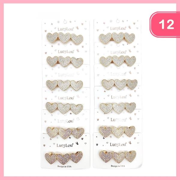 RHINESTONE HEART HAIR PIN (12 UNITS)