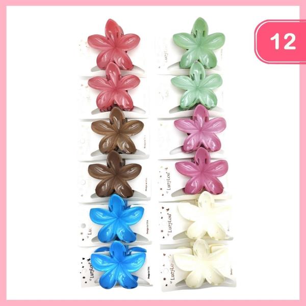 HAWAIIAN FLOWER HAIR CLAW CLIP (12 UNITS)