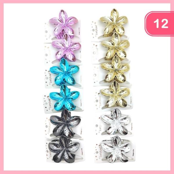 HAWAIIAN FLOWER HAIR CLAW CLIP (12 UNITS)
