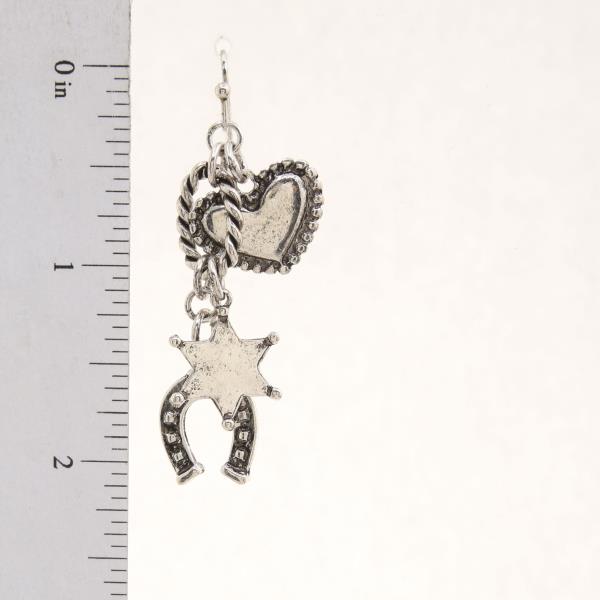 HEART HORSESHOE CHARM METAL DANGLE EARRING