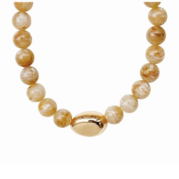 ACRYLIC BEAD METAL ACCENT ROUND NECKLACE