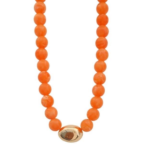 ACRYLIC BEAD METAL ACCENT ROUND NECKLACE