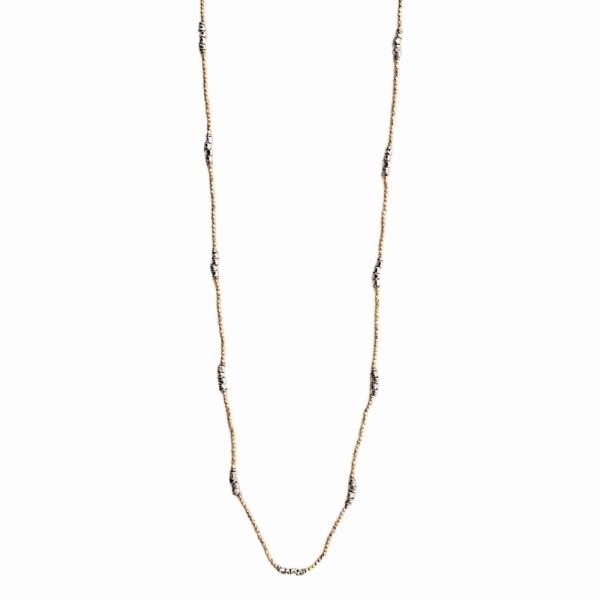 METAL SEED BEAD LONG CHAIN NECKLACE