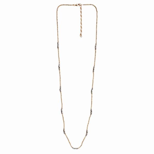 METAL SEED BEAD LONG CHAIN NECKLACE