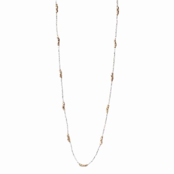 METAL SEED BEAD LONG CHAIN NECKLACE