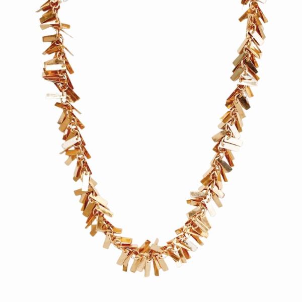 METAL MULTI RECTANGLE FRINGE NECKLACE