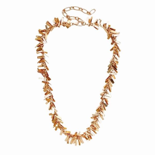 METAL MULTI RECTANGLE FRINGE NECKLACE