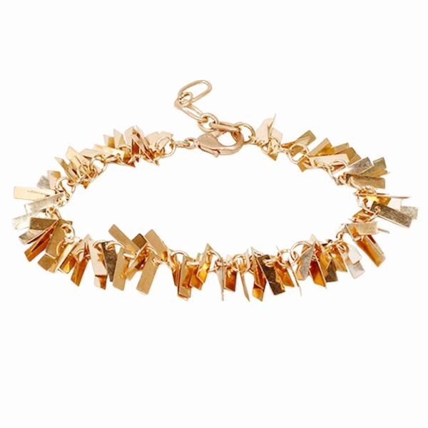 LAYERED METAL STRIP FRINGE CHAIN BRACELET
