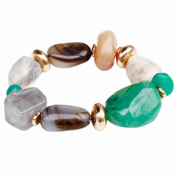 MIXED RESIN MARBLE BEAD STRETCH BRACELET