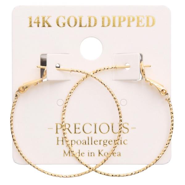 14K GOLD DIPPED TEXTURED HOOP EARRING