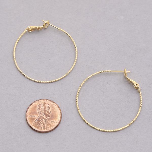 14K GOLD DIPPED TEXTURED HOOP EARRING