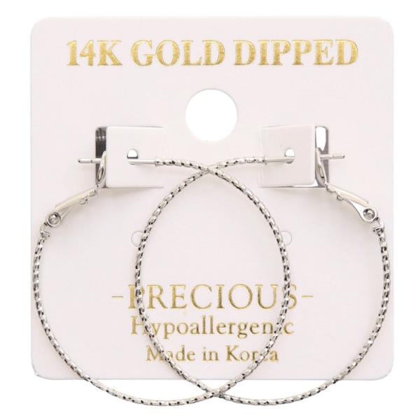 14K GOLD DIPPED TEXTURED HOOP EARRING