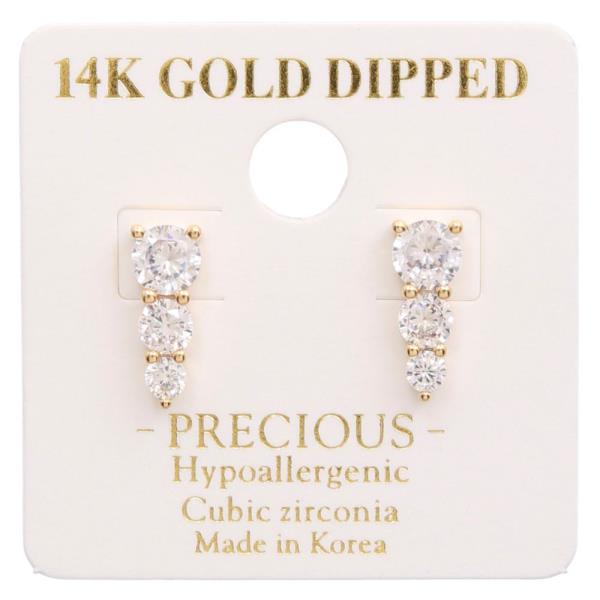 14K GOLD DIPPED RHINESTONE DROP EARRING