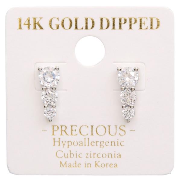 14K GOLD DIPPED RHINESTONE DROP EARRING