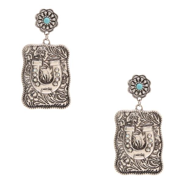 FILIGREE HORSESHOE WESTERN STYLE DANGLE EARRING
