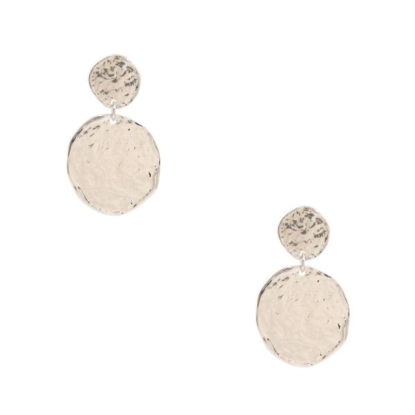 TWO TONE HAMMERED METAL LINK DANGLE EARRING